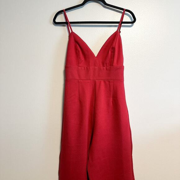 Lulus Classic Babe Wine Red Sleeveless Wide Leg Jumpsuit Size M - Picture 6 of 13